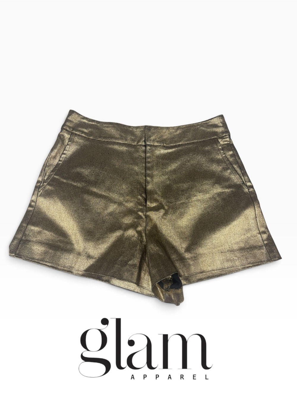 glam Metallic Gold High-Waist Shorts